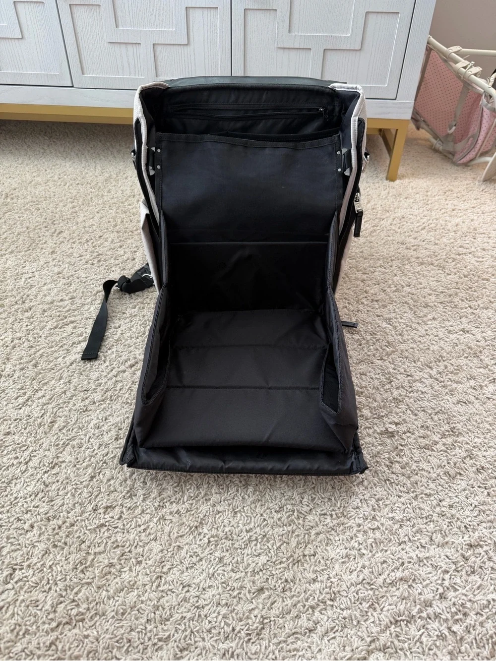 Grey and black leather Paperclip diaper backpack